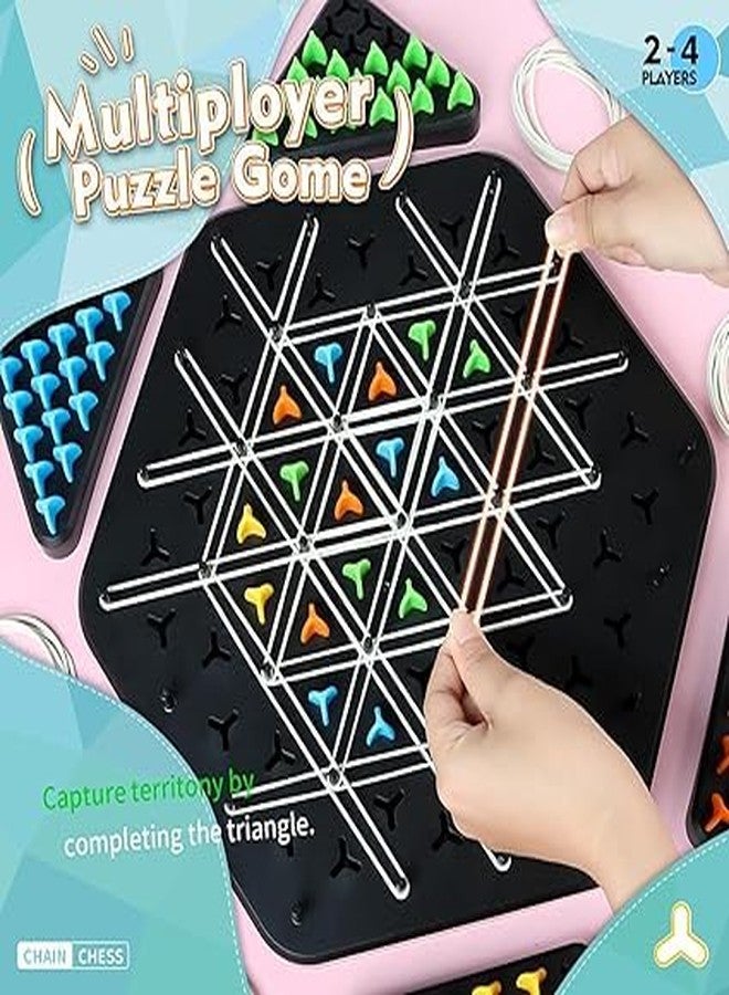 SUNBEET Chain Triangle Chess Game, Triggle Rubber Band Game, Strategy Board Games, Family Night Games for Kids and Adults, 2 to 4 Players - Image 2